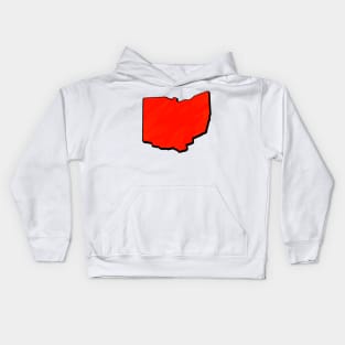 Bright Red Ohio Outline Kids Hoodie